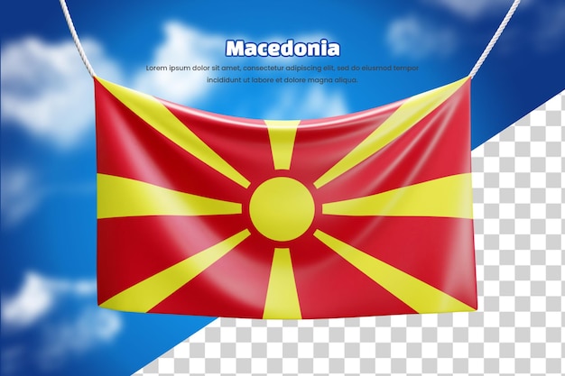 3d banner flag of Macedonia or 3d Macedonia waving banner flag