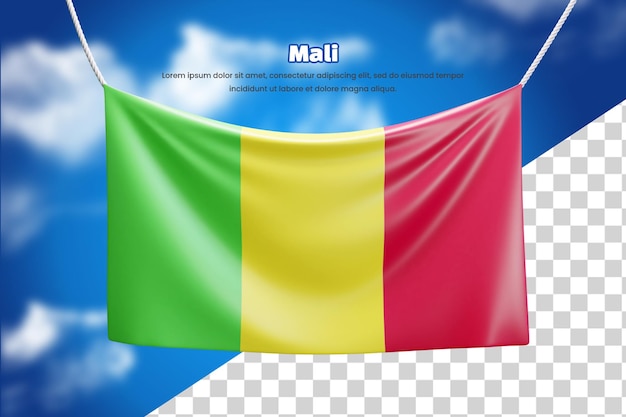 3d banner flag of Mali or 3d Mali waving banner flag