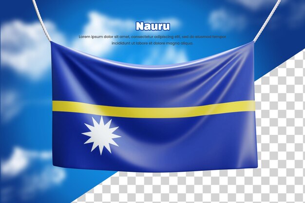 PSD 3d banner flag of nauru or 3d nauru waving banner flag