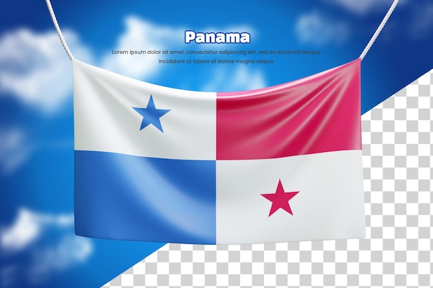 3d banner flag of Panama or 3d Panama waving banner flag