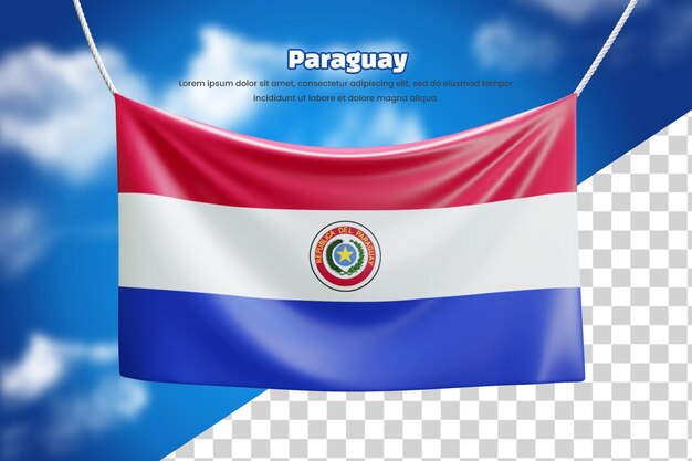 3d banner flag of Paraguay or 3d Paraguay waving banner flag