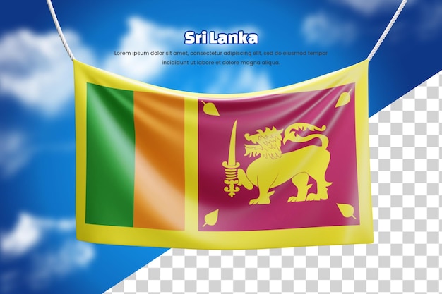 3d banner flag of Sri Lanka or 3d Sri Lanka waving banner flag