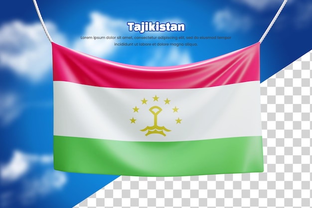 3d banner flag of Tajikistan or 3d Tajikistan waving banner flag