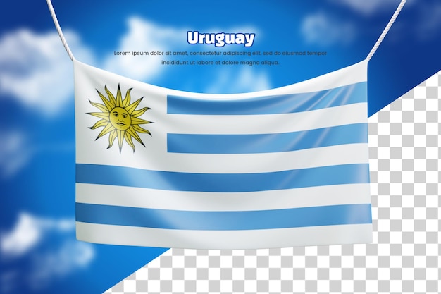 3d banner flag of Uruguay or 3d Uruguay waving banner flag