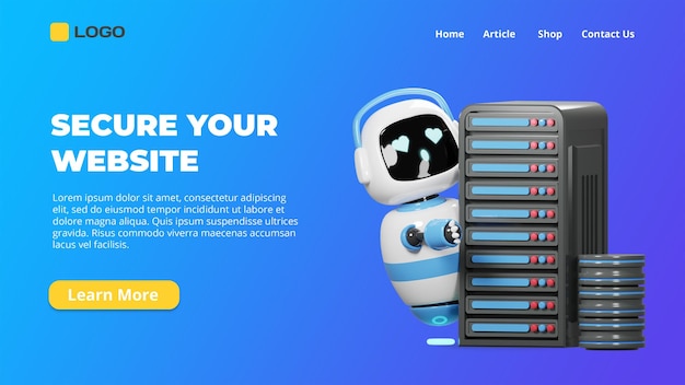 3D Banner Landing Page Robot