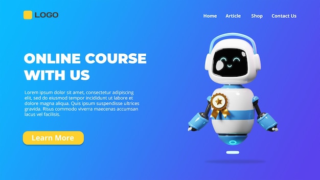 3D Banner Landing Page Robot