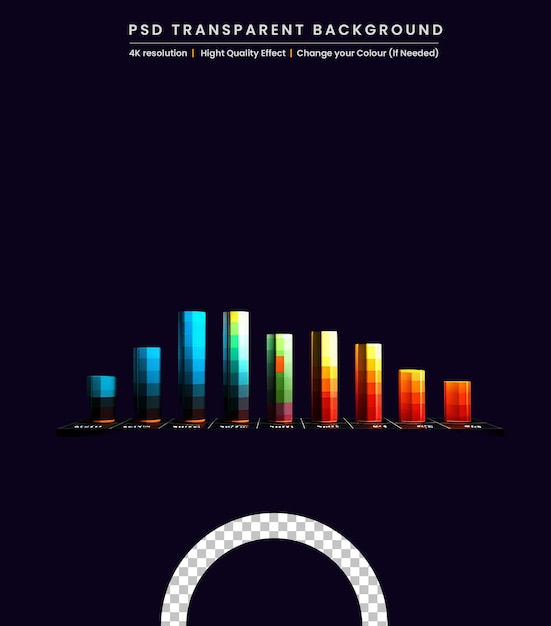 PSD 3d bar and line chart diagram statistic infographic