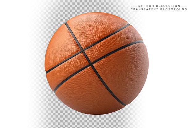 3D Basketball front view transparent background PSD