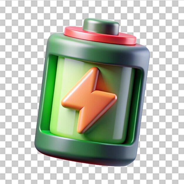 3D Battery icon The battery is charging Battery charge from low to high Discharged and charged battery Trendy and modern vector in 3d style