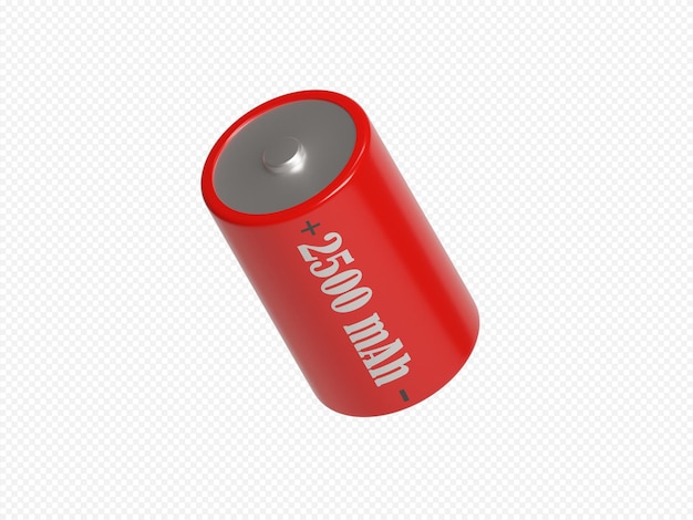 3d battery illustration with transparent background