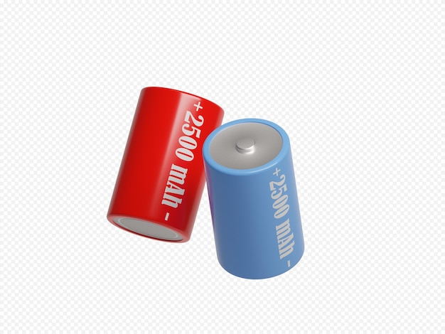 3d battery illustration with transparent background