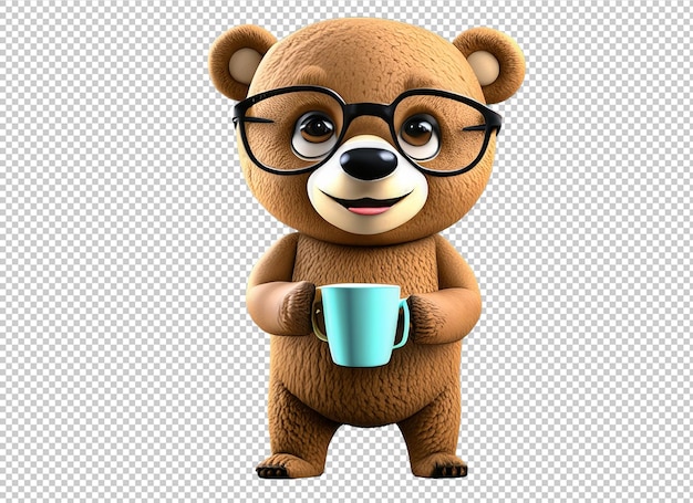 3d bear holding tea cup