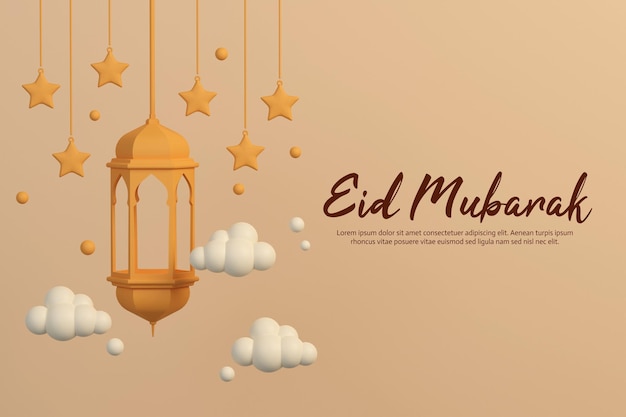 3d beautiful eid and ramadan decoration poster template