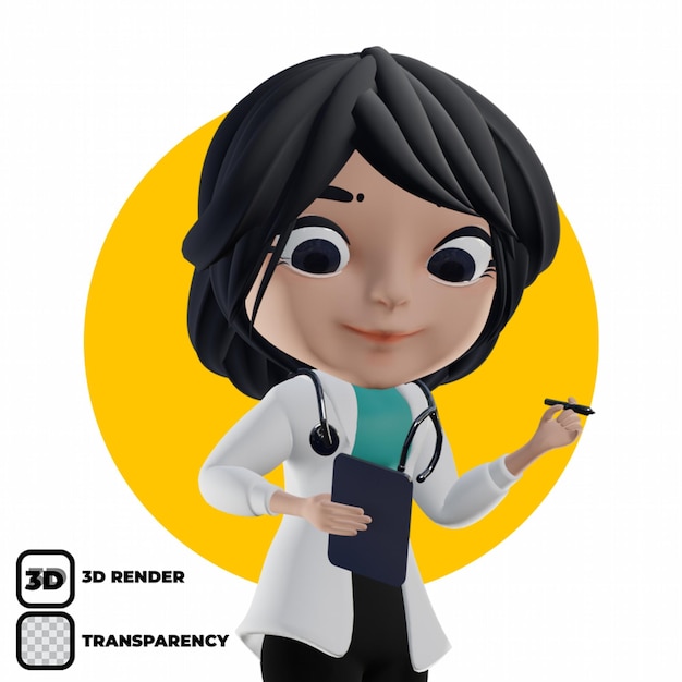 3D Beautiful Female Doctor Suit with Stethoscope