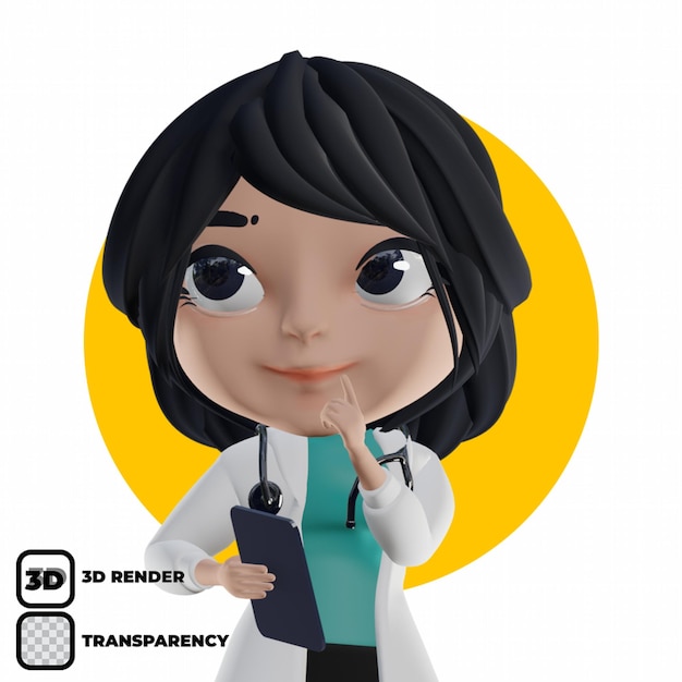 3D Beautiful Female Doctor Suit with Stethoscope