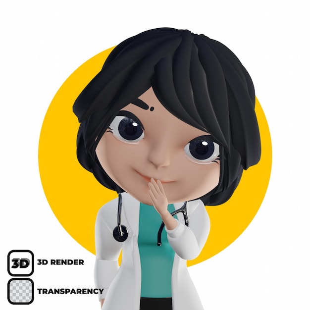 3D Beautiful Female Doctor Suit with Stethoscope