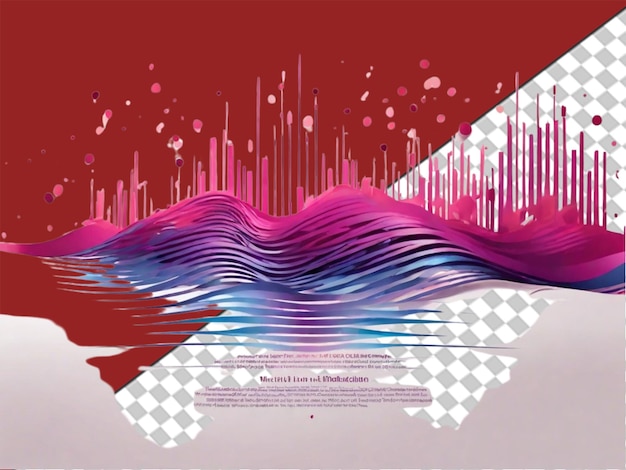 3d A beautiful image of bluish wave vibration and purples on transparent background