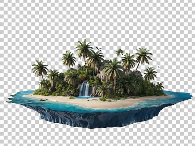 PSD 3d beautiful island on transparent background