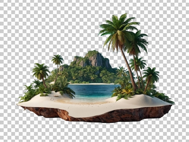 PSD 3d beautiful island on transparent background