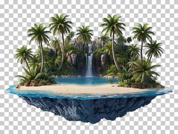 PSD 3d beautiful island on transparent background