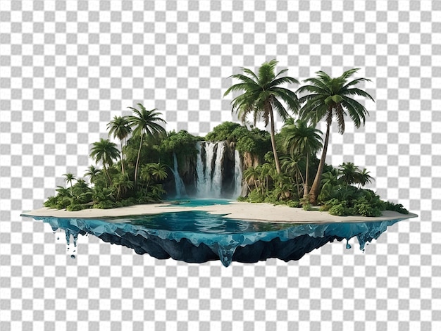 3d beautiful island on transparent background