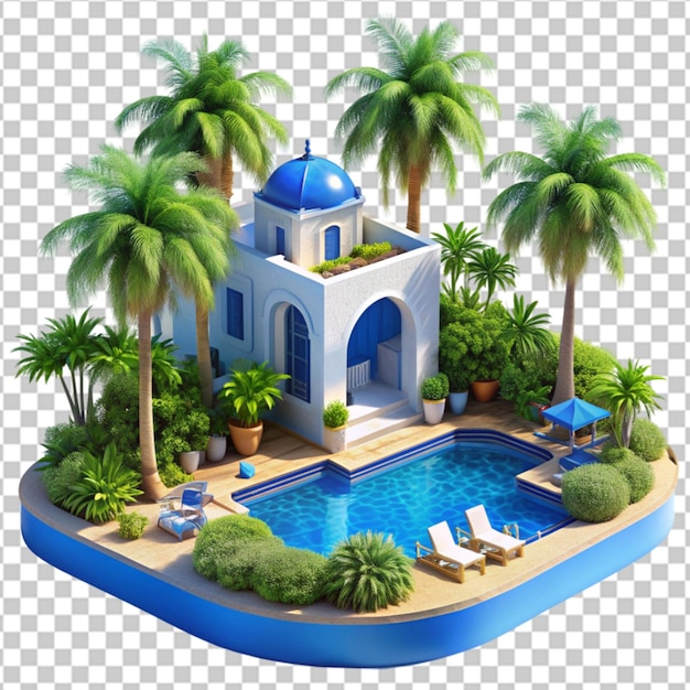 PSD 3d beautiful island on transparent background