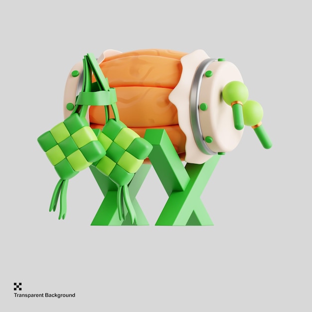 3d bedug and ketupat icon