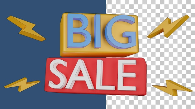 3d big sale png with transparent background