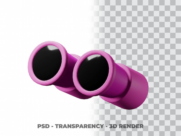 3D Binocular Clipart with Transparency Background