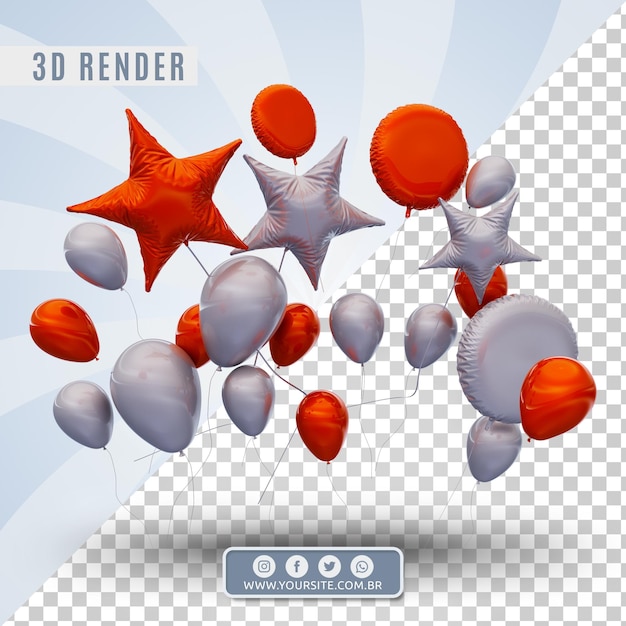 3d birthday balloons for companies and events Premium Psd