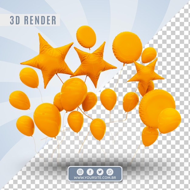 3d birthday balloons for companies and events Premium Psd