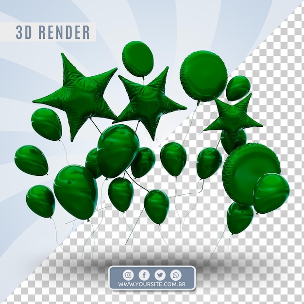 3d birthday balloons for companies and events Premium Psd