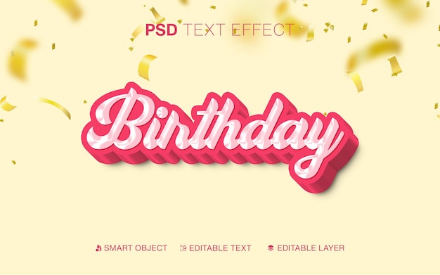 PSD 3d birthday text effect