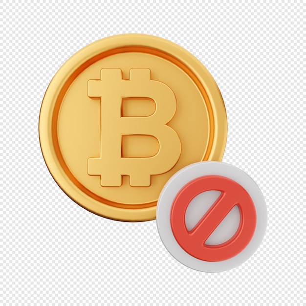 3d bitcoin block icon illustration