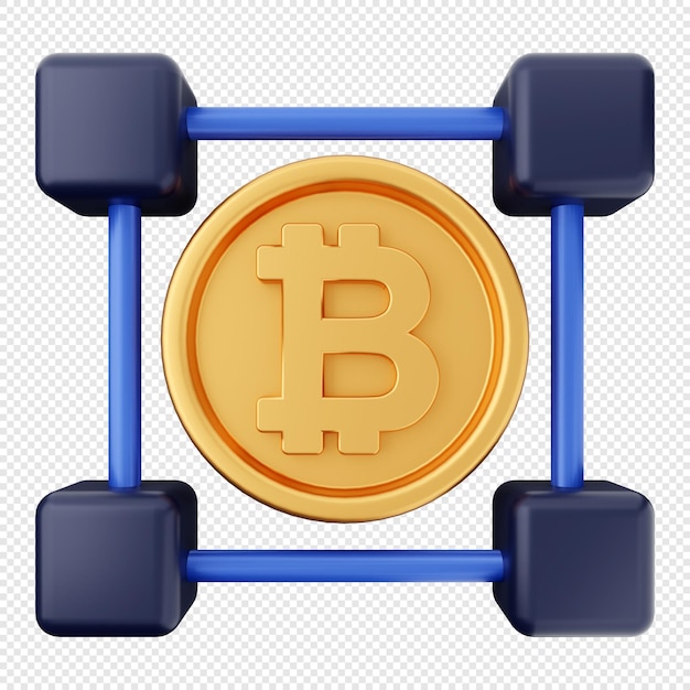 3D bitcoin blockchain  icon Illustration