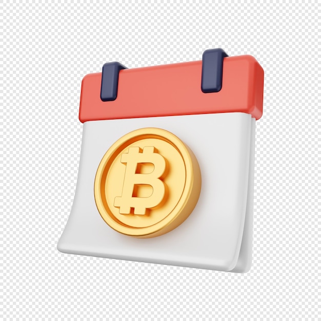 3D bitcoin calendar icon illustration