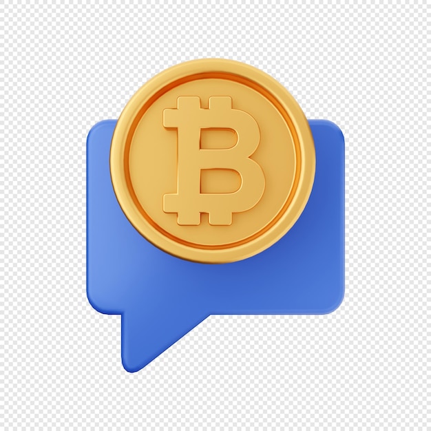 3d bitcoin chat icon illustration