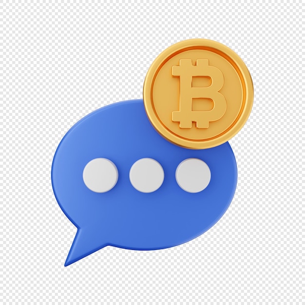 3D bitcoin chat icon illustration