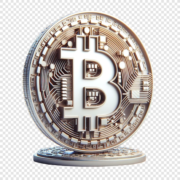 3D Bitcoin Coin Perfect for Digital Artwork and Financial Graphics on Transparent Background