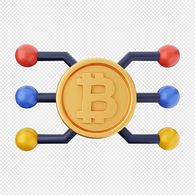 3D bitcoin connection icon Illustration