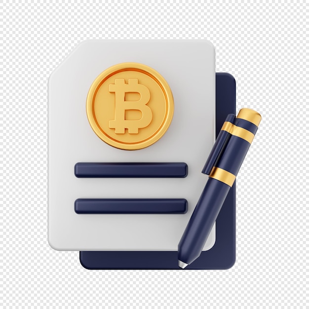 3D bitcoin contract icon illustration