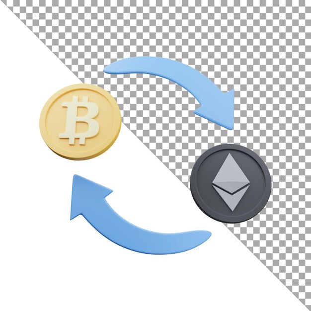 3d bitcoin to ethereum conversion icon