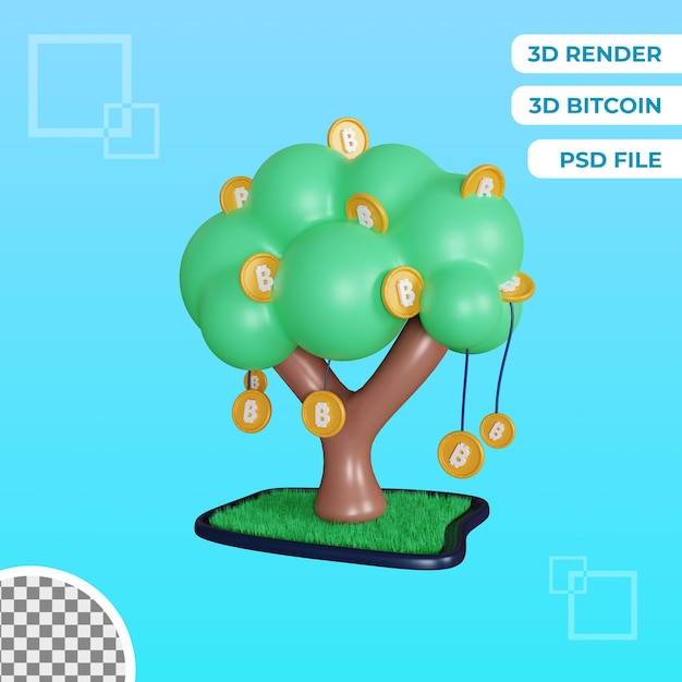 3d bitcoin interest isolated object illustration premium psd