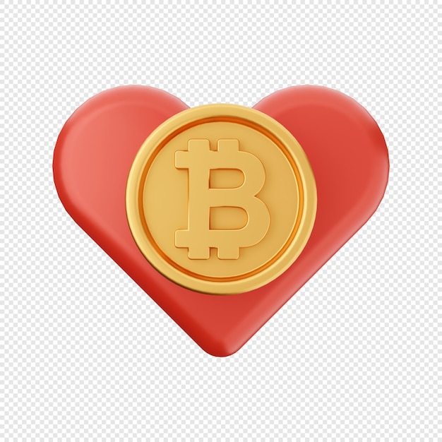 3d bitcoin love icon illustration