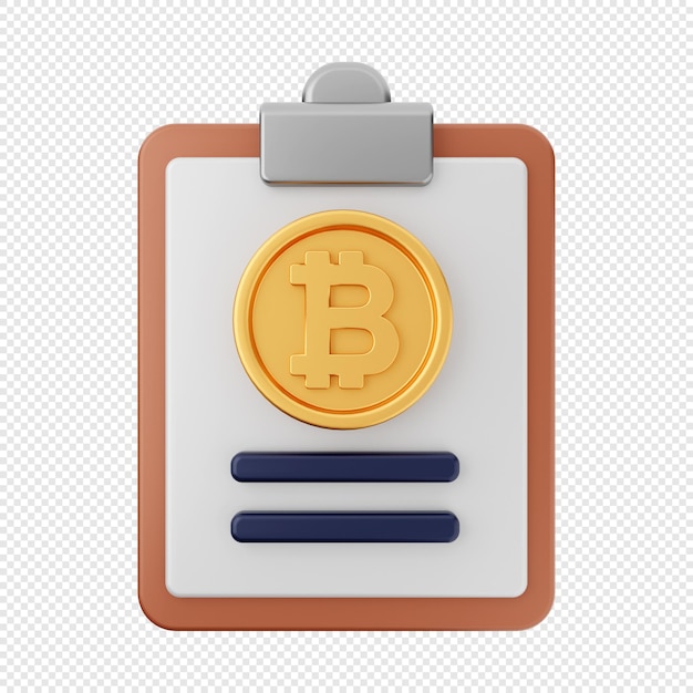 3D bitcoin report icon Illustration