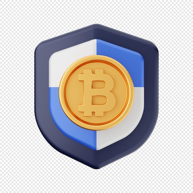 3D bitcoin security protection icon Illustration