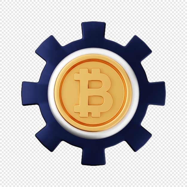 3D bitcoin setting icon Illustration