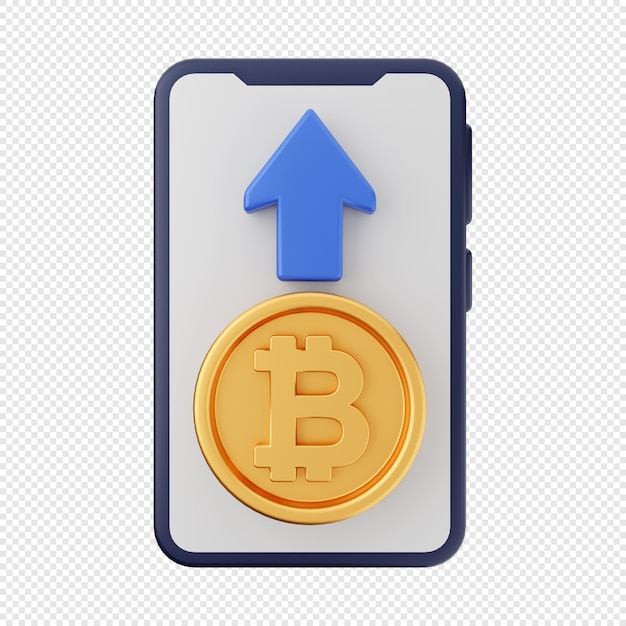 3D bitcoin transfer icon illustration