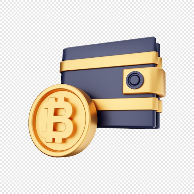 3D bitcoin wallet icon illustration