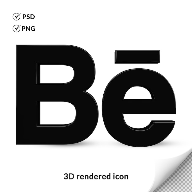 3D black behance social media logo icon